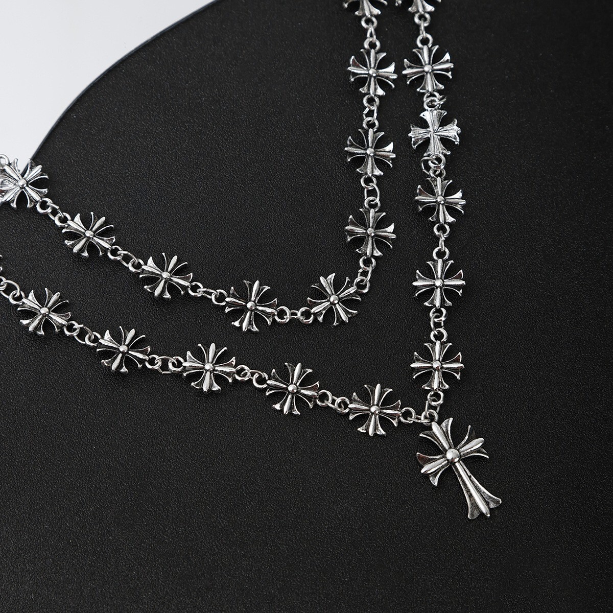 Cross Necklace Wholesale And Fashion Jewelry Hip-Hop Non-Fading Necklace For Men Double Layer Stacked Cuban Chain