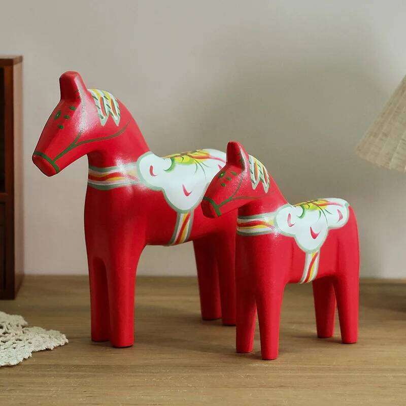 Handcrafted Wooden Horse Sculpture Home Decor Artisan Carved Household Ornament for Living Room Bedroom Outdoor Restaurant Wedding Gift Decoration