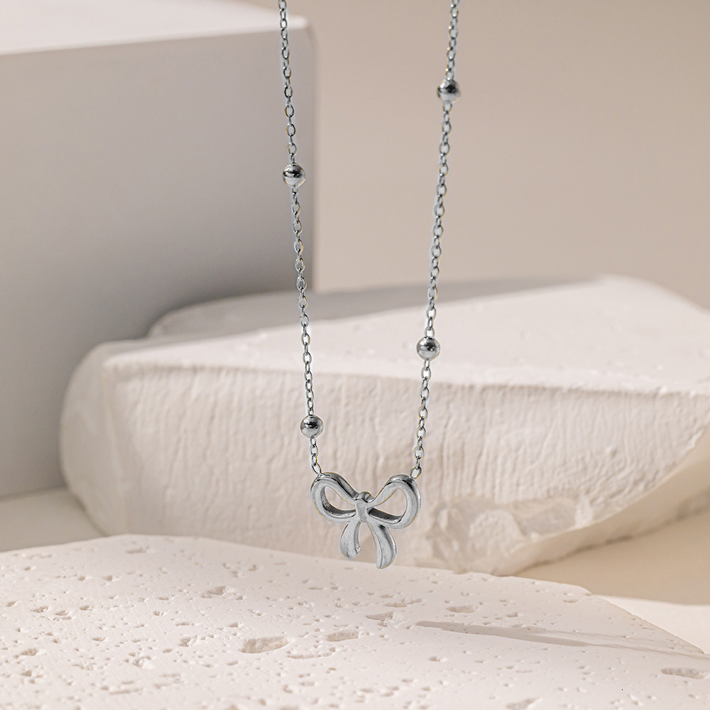 Luxury Brand Designer Jewelry Luxury Brand Designer Jewelry Korean Style Simple Personality Sweet Bow Pendant Jewelry Geometric Flat Snake Chain Desig