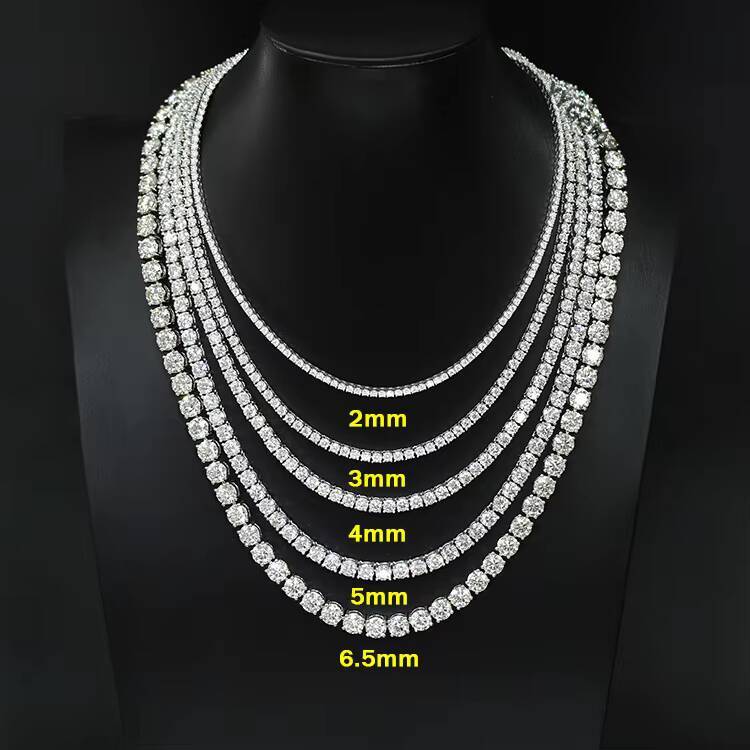 S925 Sterling Silver 18K White Gold D Color Moissanite Tennis Necklace Hip Hop Fashion Jewelry