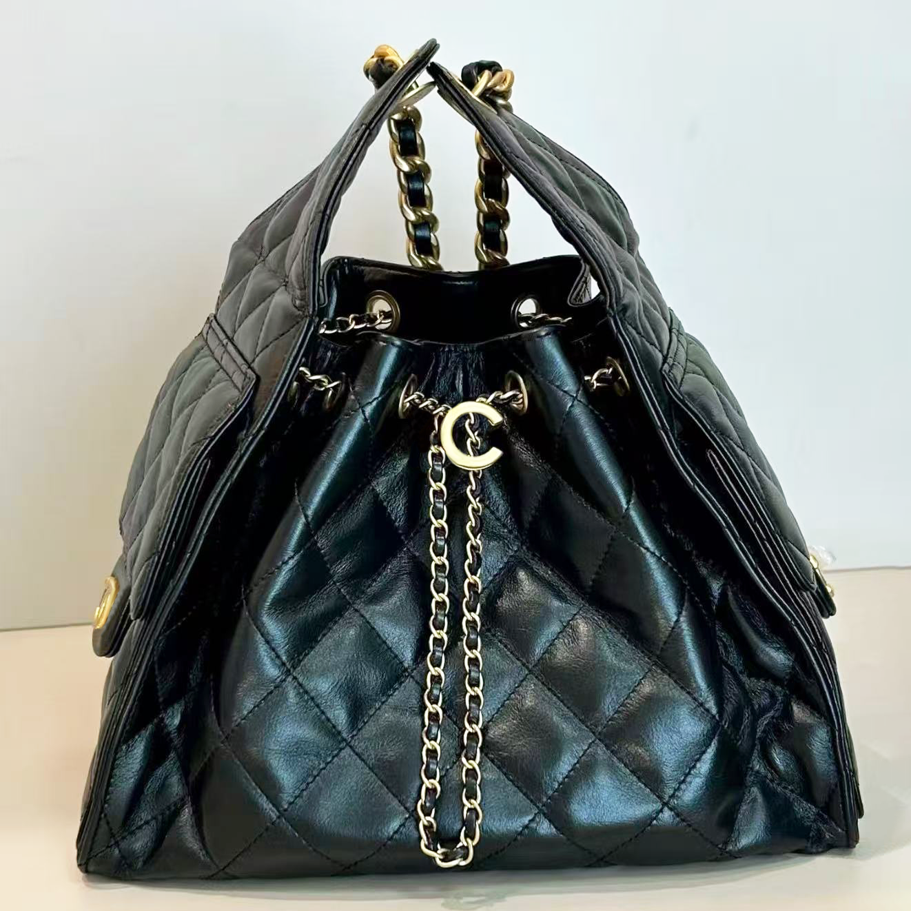 Mirror quality 25 hobo bag designer bag luxury bags Women 25c handbag leather tote bag with drawstring fashion clutch chain shoulder bag crossbody Evening Bags purse