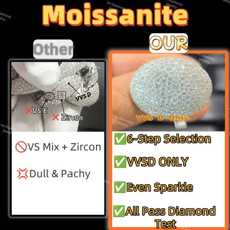Custom Hamsa Hand Iced VVS Moissanite Hip Hop Pendant Pass Diamond Test 925 Sterling Silver 18K Gold Plated Claw Setting GRA