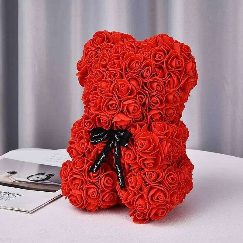 A 25-centimeter Red Rose Bear Decorated Christmas Gift for Friends and Couples Can Enhance The Festive Atmosphere W260114