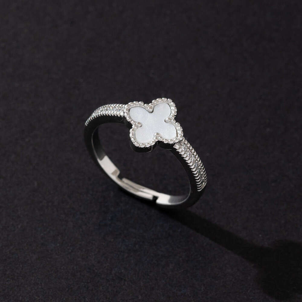 Mother-of-Pearl Ring Niche Four-Leaf Mori Style Unique Korean Version Simple and Cute Lucky Clover Ring Campus Daily - view 9