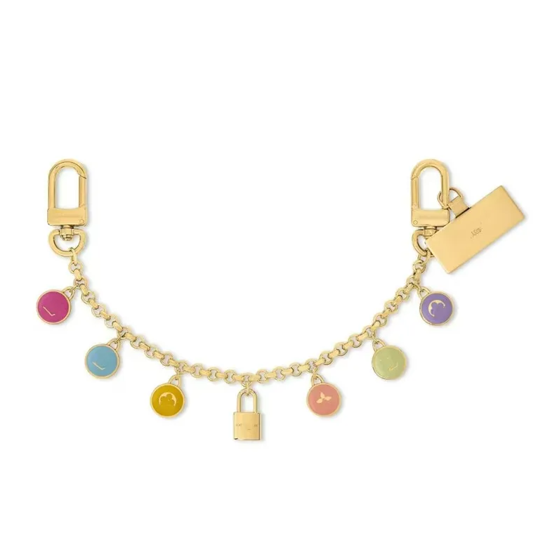 Luxury metal Paris V Confetti Chain Bag Charm fashion chain House designer classic gold keychain Snap fastener mens ladies keychain Holiday gift Phone Holder