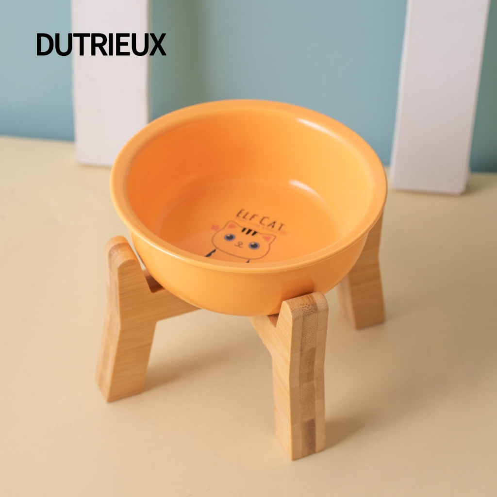 H2316 Custom ceramic cat bowls, high-legged neck-protecting, anti-tipping food bowls, pet gift customization and wholesale.