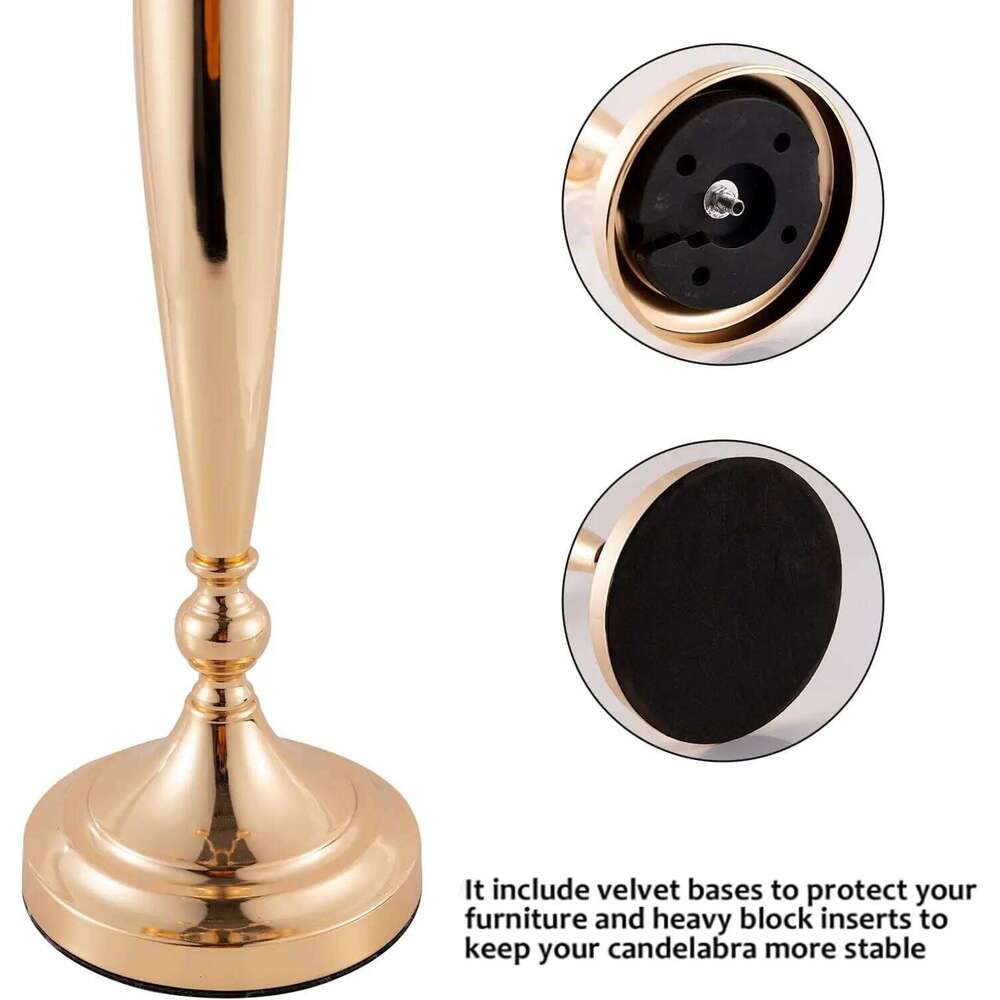 Valentine's Day 5 Arm Candelabra Candle Table Centerpieces Gold Metal Candlestick Holder for Wedding Decorative28 Inch Tall 26W0114