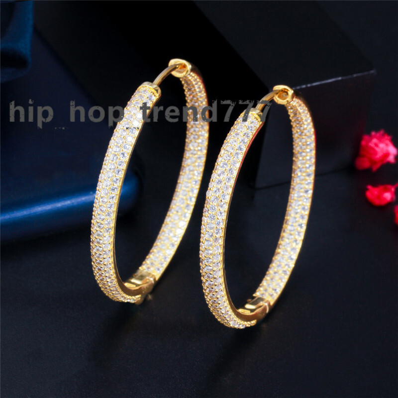 Fashion South American Hoop earring designer for woman AAA Cubic Moissanite 18k Gold Plated Earrings Copper Jewelry Silver Circle Earringy Valentines 