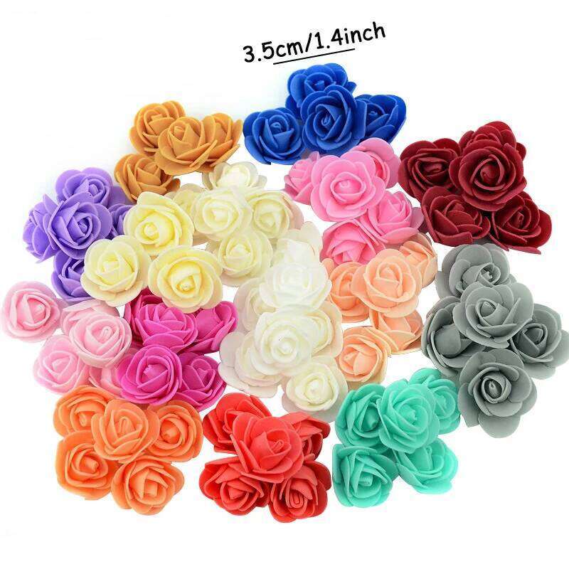 500pcs Valentine's Day 3.5cm PE Foam Head Artificial Flower For Wedding Birthday Party Home Decor DIY Bear Rose Valentines W260114