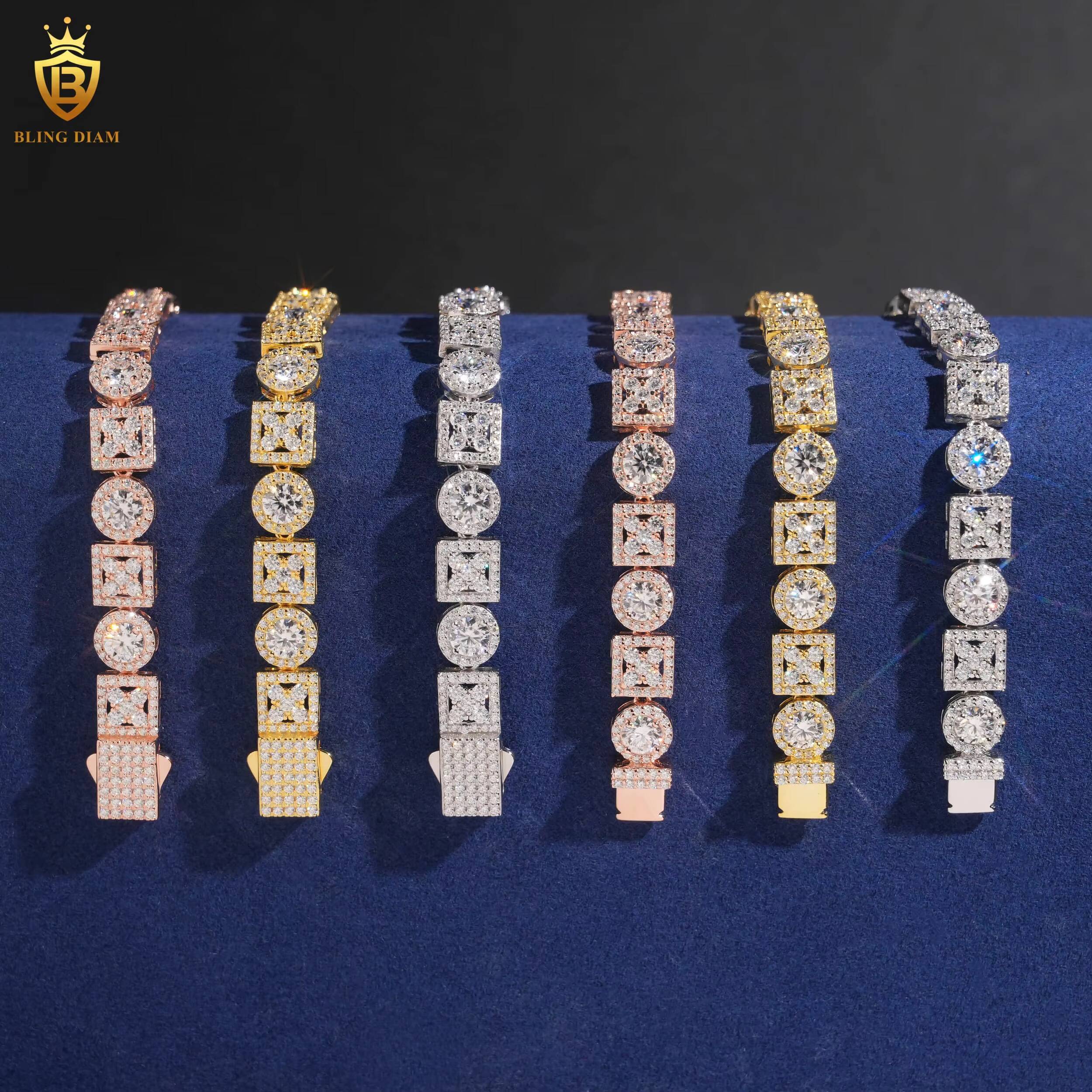 Diamond Bracelet 925 Silver Gold Plated Moissanite Bracelet Tennis Round Brilliant Vvs Moissanite Bracelet Women Men