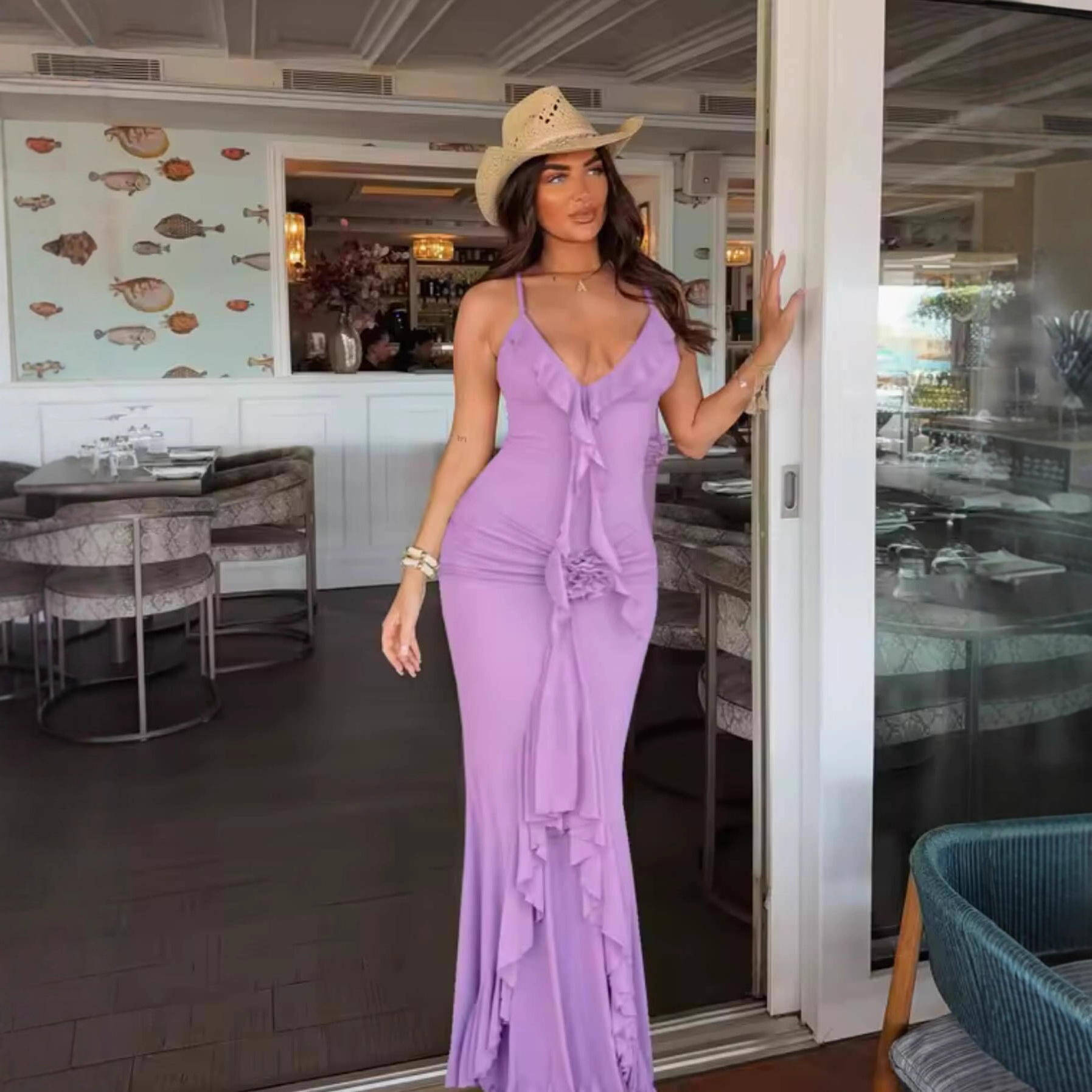 2026 New Style Urban Sexy Luxury Women's Dress - European Fashion Ruffled Silk Dress For Shapely And Sexy Vacation With Strapless Design