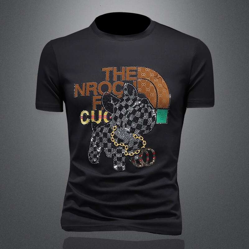 European Station Men's Short T-Shirt Round Neck Summer New Half Sleeve Tee Factory Direct Sale Multi-Color Supply Trendy