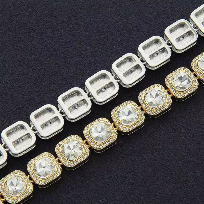 Qianjian Custom Moissanite Jewelry 925 Sterling Silver 18K Gold Plated Real VVS GRA 5MM Moissanite Tennis Chain
