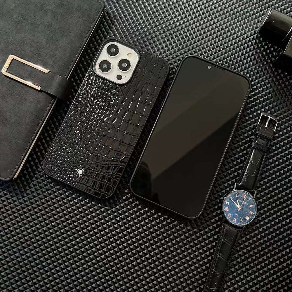 Glitter Crocodile Pattern iPhone Case, Luxury Black Leather Shockproof Cover for iPhone 17 Pro/16/15 Pro Max