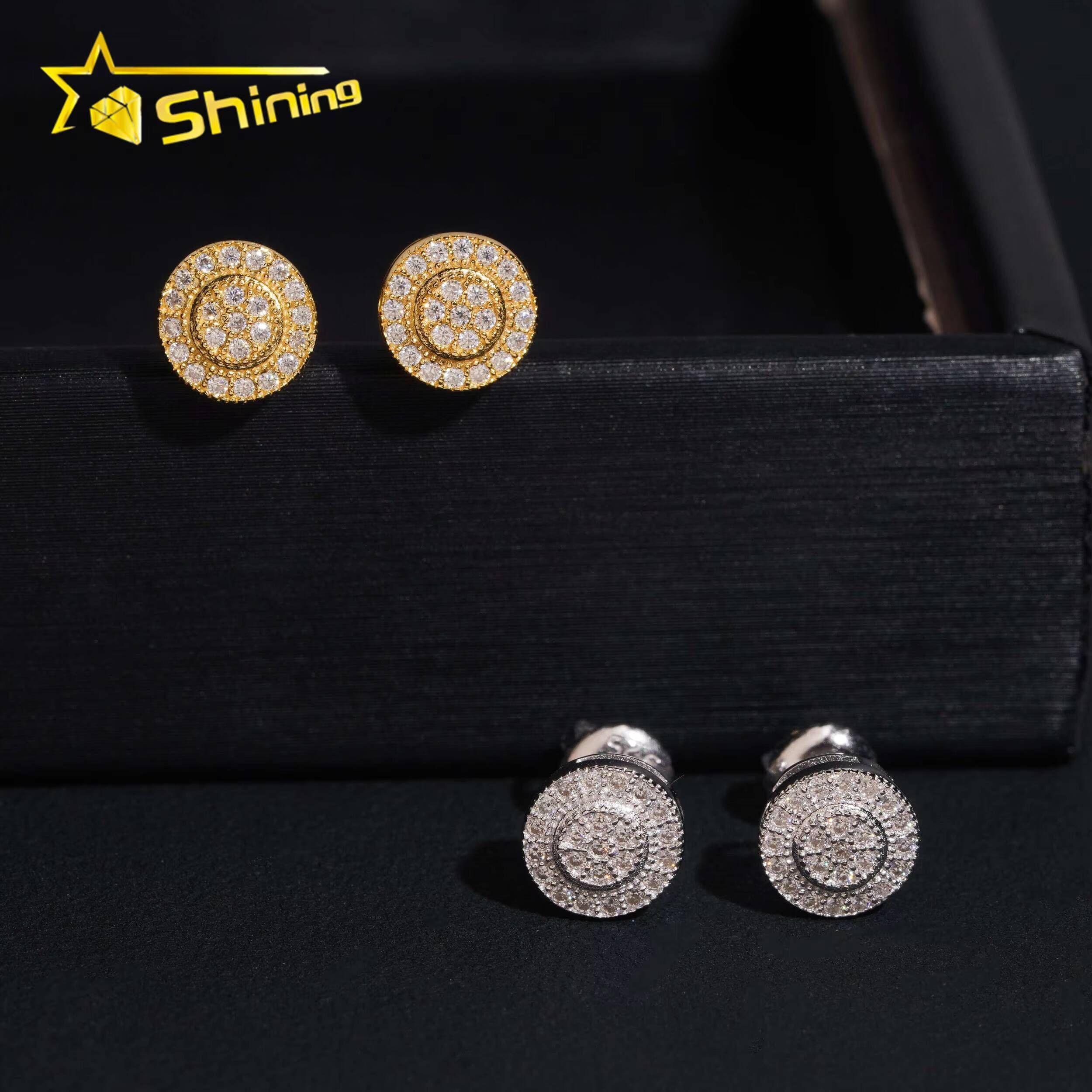 USA Warehouse Fast Delivery 925 Sterling Silver Moissanite Earrings Hip Hop Jewelry Men Women Moissanite Ear Studs Daily Wear