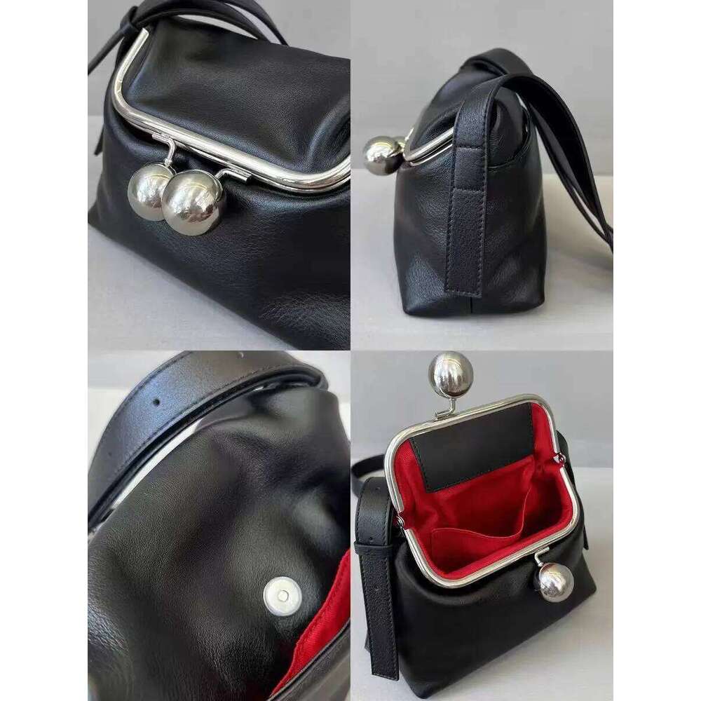 Luxury shoulder bag handbag Hobo novel Bell clip bag casual genuine cowhide women's flip small delicate women's crossbody bag red SENYY