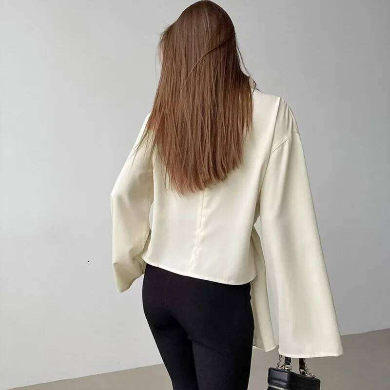 Chiffon Shirt Tops Women's Fashion Pleated Round Neck Long Sleeve Pullover Casual Office Lady Cardigan T-Shirt Blouses