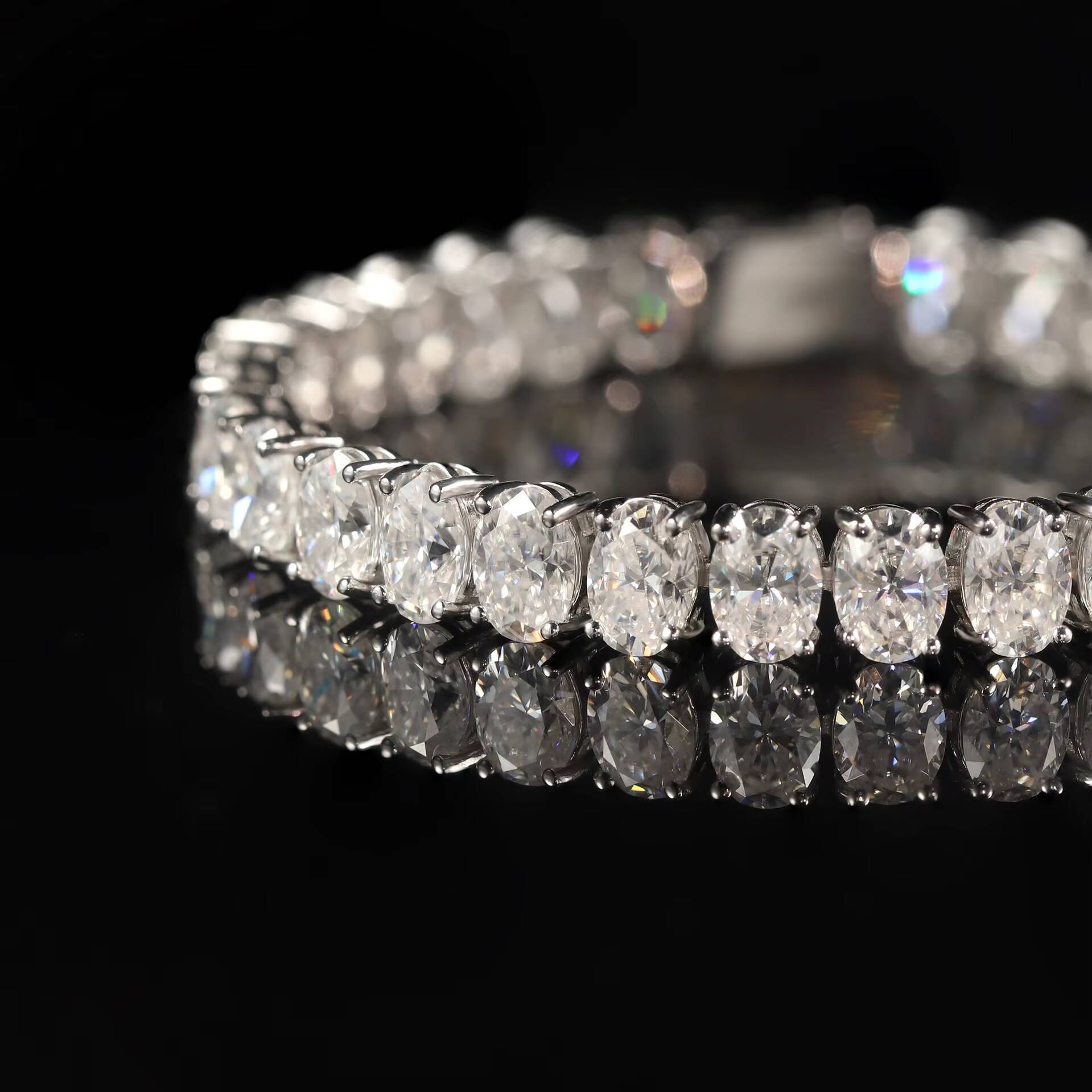 Elegant Popular Cross Border 3 4 5mm Tennis Chain S925 Silver Bracelet Oval Moissanite High End Daily Wear Accessory