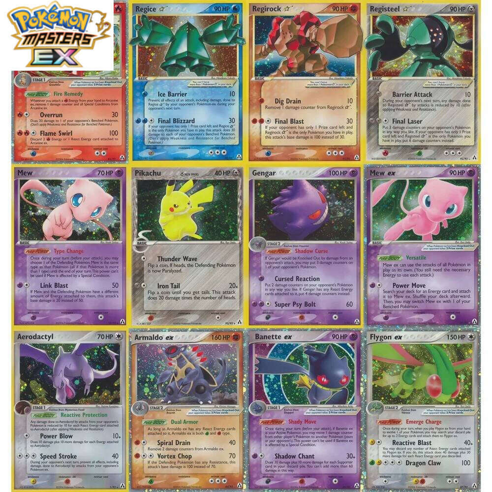 Potdemiel Legend Maker Set EX Holo Rare Regice Registeel Regirock Gengar Mew Flygon Pokemon PTCG Cards Gift L260114 16e