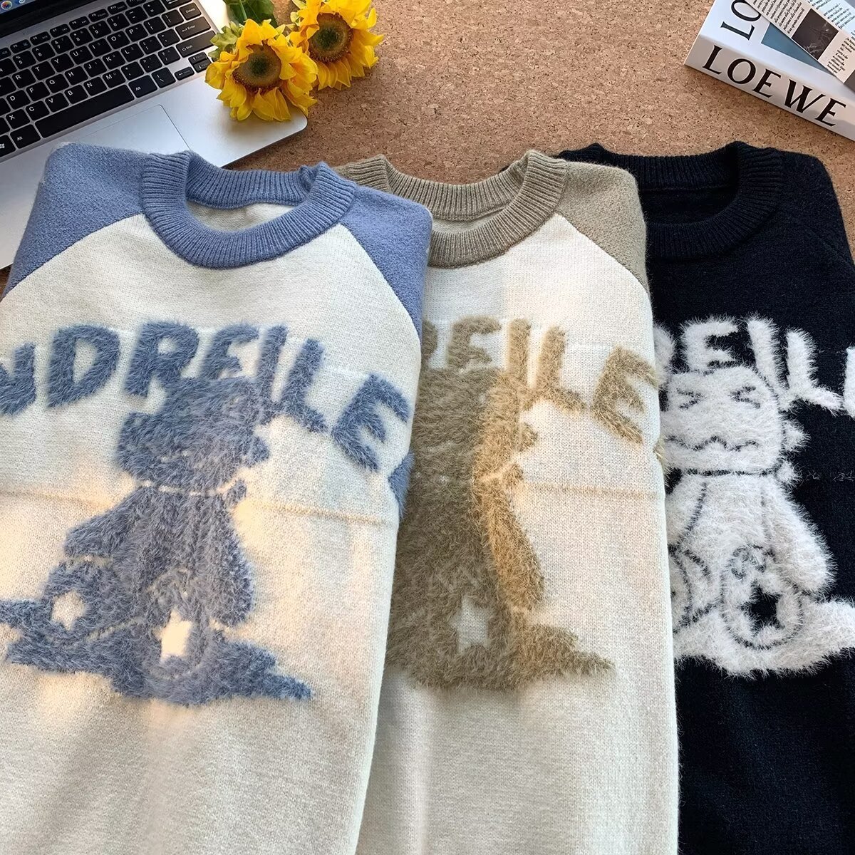 Round neck sweater knitted sweater mens trendy brand cool autumn and winter base shirt 2024 new mens temperament slim fit top