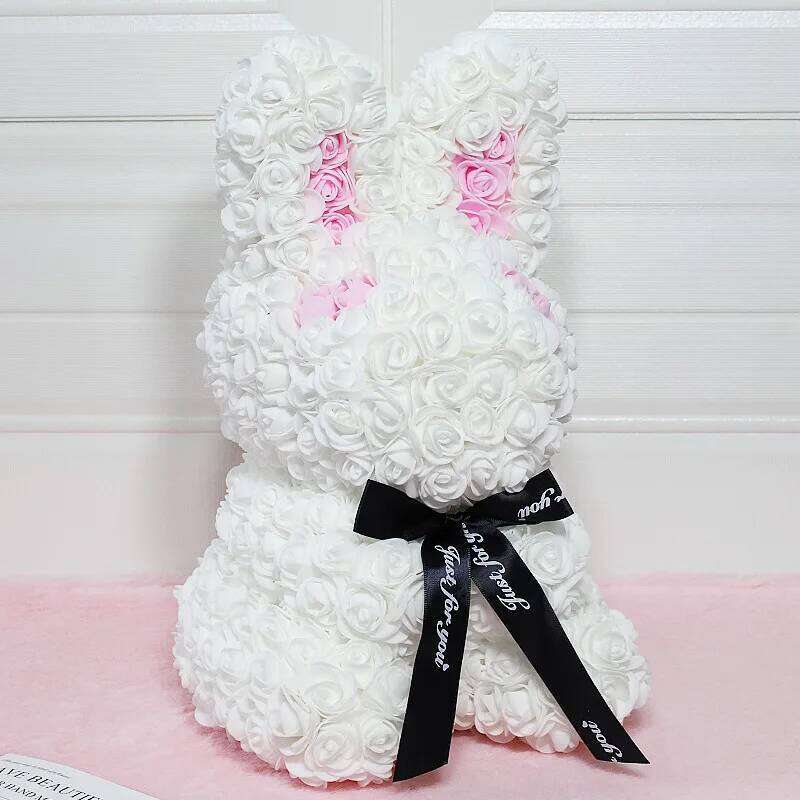 Rose Rabbit NEW Valentines Day Gifts 27cm Flower Rabbits Artificial Floral Decorations Mother' DAY Gift For Girlfriend Festival W260114