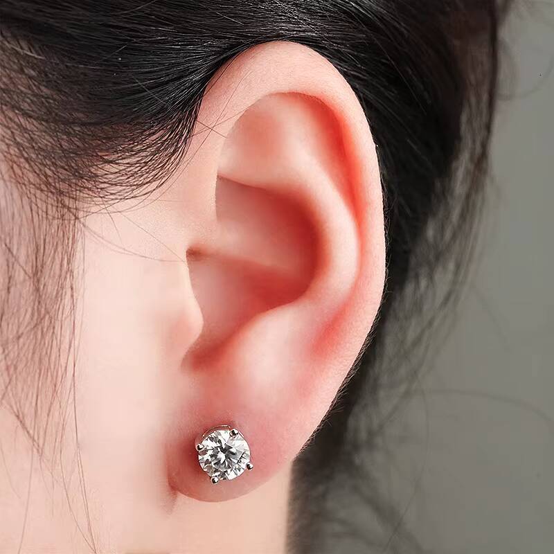 Starsgem Classic Style S925 10K 14K 18K Gold Earrings martini Prongs Setting Woman Fine Jewelry 1ct Moissanite Studs Earring