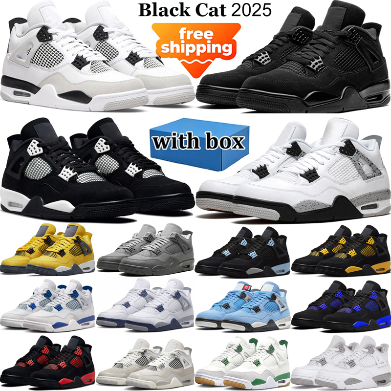 2025 designer basketball 4s shoes mens jordanshoe 4 sneakers woman trainers Military Black Cat Pure Money Bred sport Low Tops platform jogging shoe with box