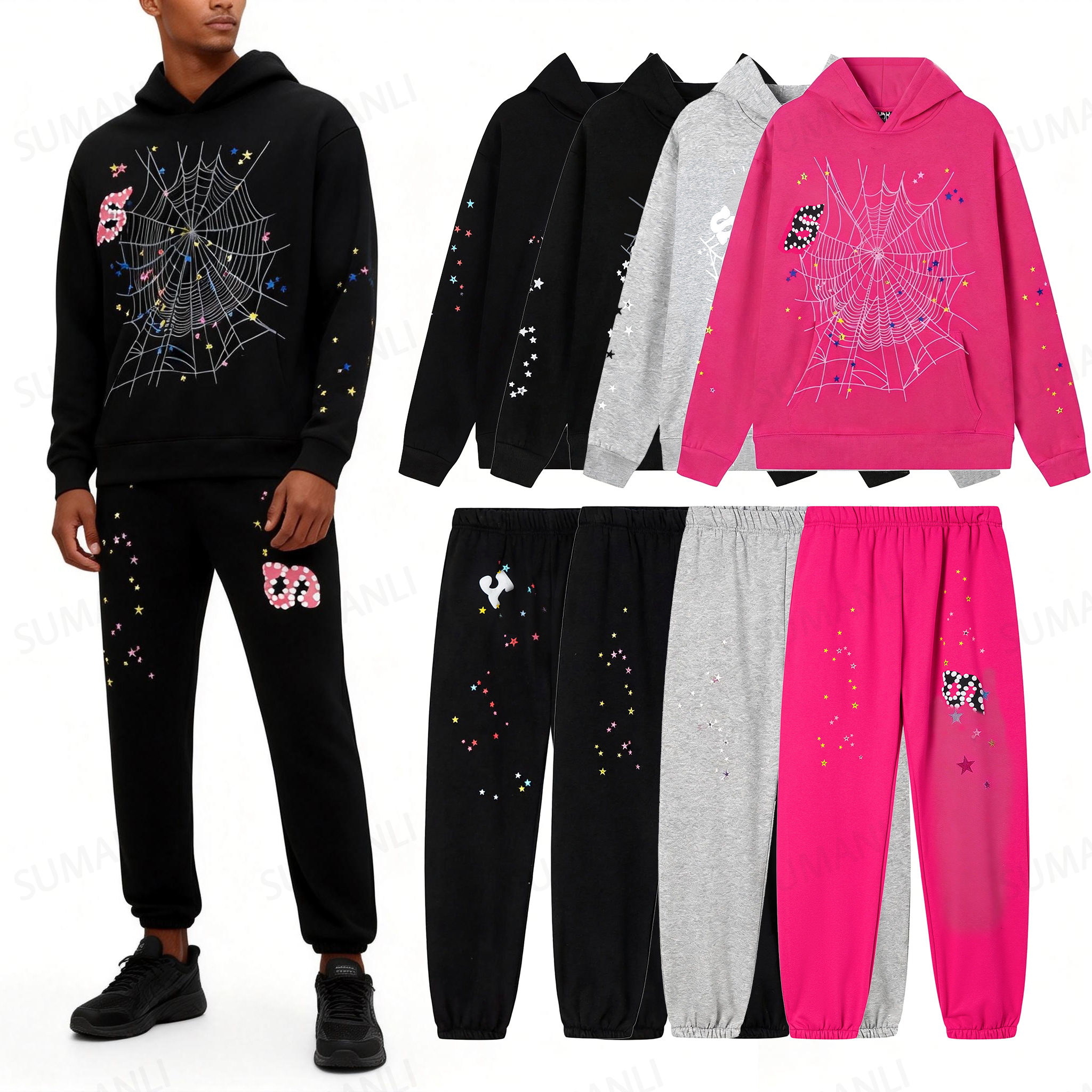 designer hoodie spider hoodie Tracksuit luxury men women hoodie pink purple Young Thug tracksuit web jacket Sweatshirt High quality sp5derhoodies