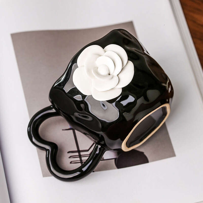 Handmade Ceramic Creative High-Value and Saucer Ins Style Cup Niche Coffee Flower Retro Mug