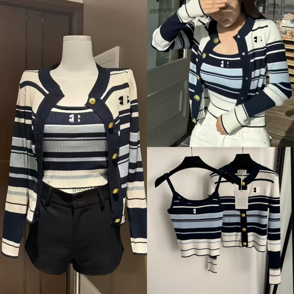 Luxury Knitted Women Cardigan Coat Elegant Sweater Jacket Long Sleeve Letter Knitted Jacket Design chanelclothes channels channeled cc chanels chanelll MTVJ