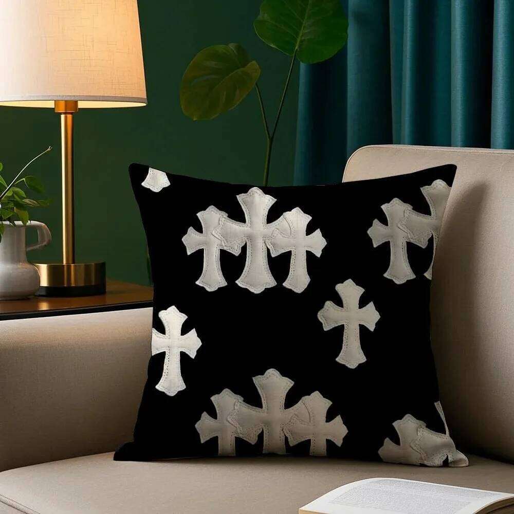 Valentine's Day White cross printed pillowcase, home sofa chair, car decoration pillow cover 26H0113