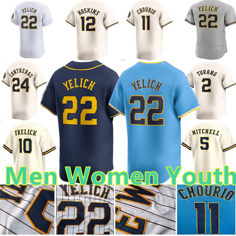 Custom 11 Jackson Chourio Christian 22 Yelich 10 Sal Frelick Jersey Luis Urias Contreras Rowdy Corbin Burnes Yount Mitchell Perkins Brice Turang