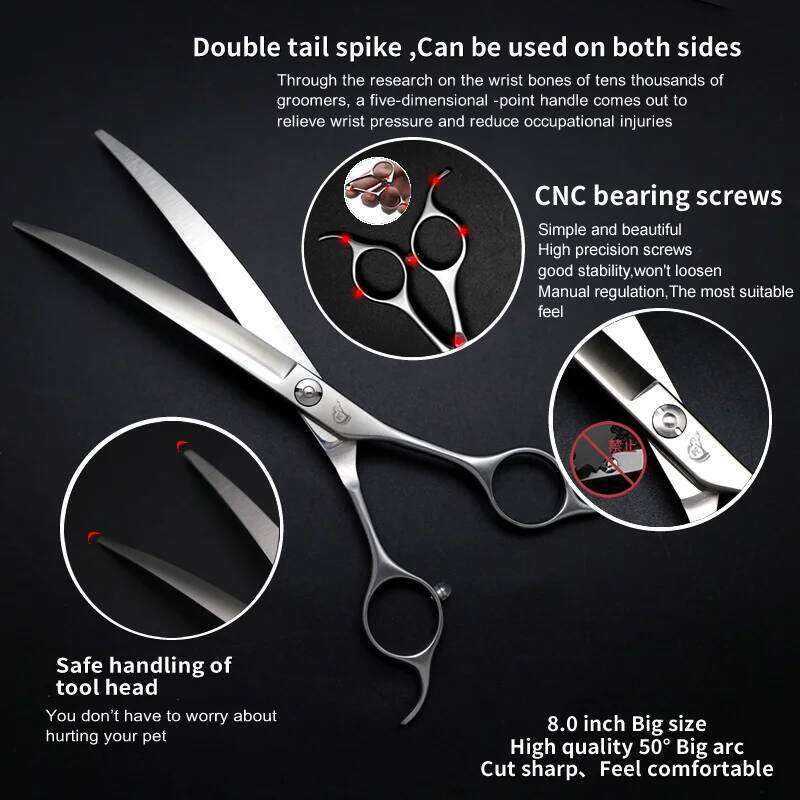 Crane 50 7.5/8inch Pet Dog Grooming Scissors Big Size Pets Hair Super Curved Shears tijeras tesoura 26W0114