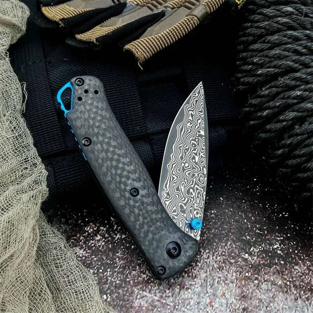 Model 533 Tactical Folding Knife - Damascus Steel Blade & Carbon Fiber Handle For EDC Camping Hunting Survival Gear Outdoor Equipment
