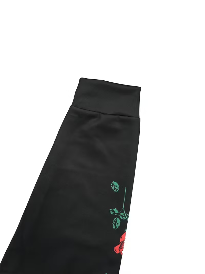 Men's Black Red Rose Print Hoodie - Floral Pattern Casual Pullover Hooded Sweatshirt