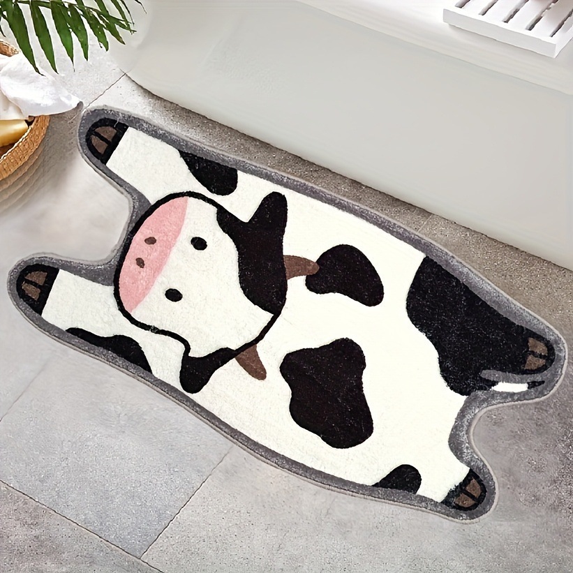 Alien-shaped cartoon animal wool-like carpet, dirt-resistant and cool, sofa decoration mat, cute cow-shaped easy-to-clean mat 240805