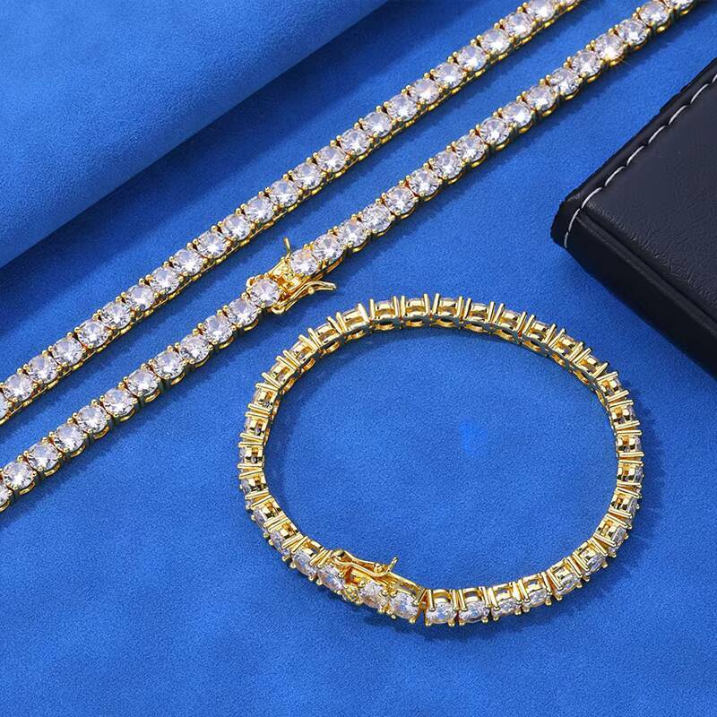 RINNTIN XP110 Ready to Ship Moissanite Tennis Chain Bracelet Ice Out Brass Bracelet Hiphop Men Women Moissanite Bracelet