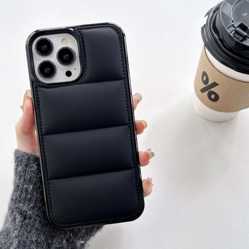 Phone Case for iPhone 17 Pro Max Trendy Cross Cotton-Padded Leather Down Jacket Apple 13 Pro Max Phone Case Cross-Border Trade iPhone 17 PM