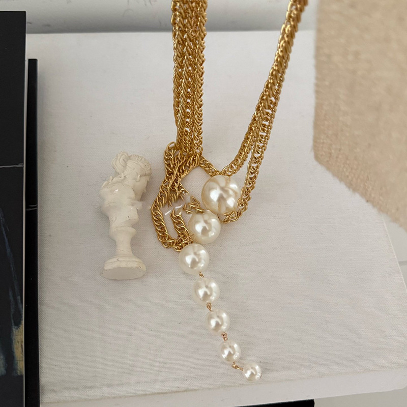 European and American Cross-Border Multi-Layer Pearl Necklace, Unique Fashion Design, Niche Collarbone Chain, Light Luxury, High-End Sense Necklace - view 5