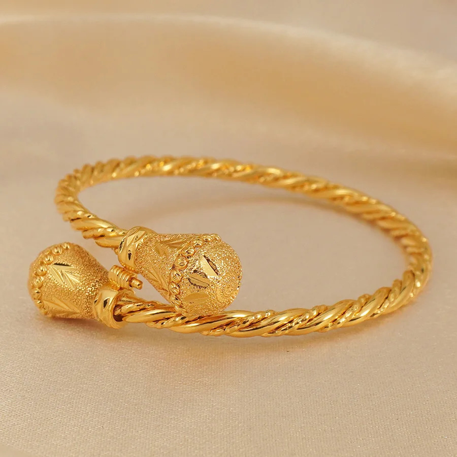 Fashion Dubai Gold Bracelet 21k Gold Plated Saudi Muslim Cuff Bangles Nigeria Women Wedding Event Party Jewelry 260107 - view 5