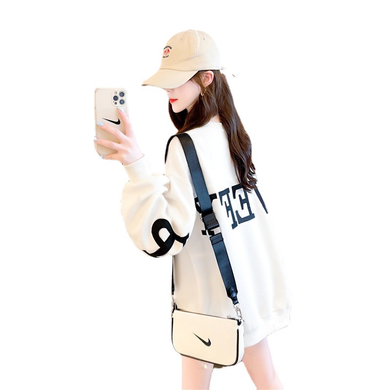 2026 New Arrival Women's Spring & Autumn Lazy-Style Crew Neck Sweatshirt, Korean-Style Versatile Cartoon Printed Long-Sleeve Top
