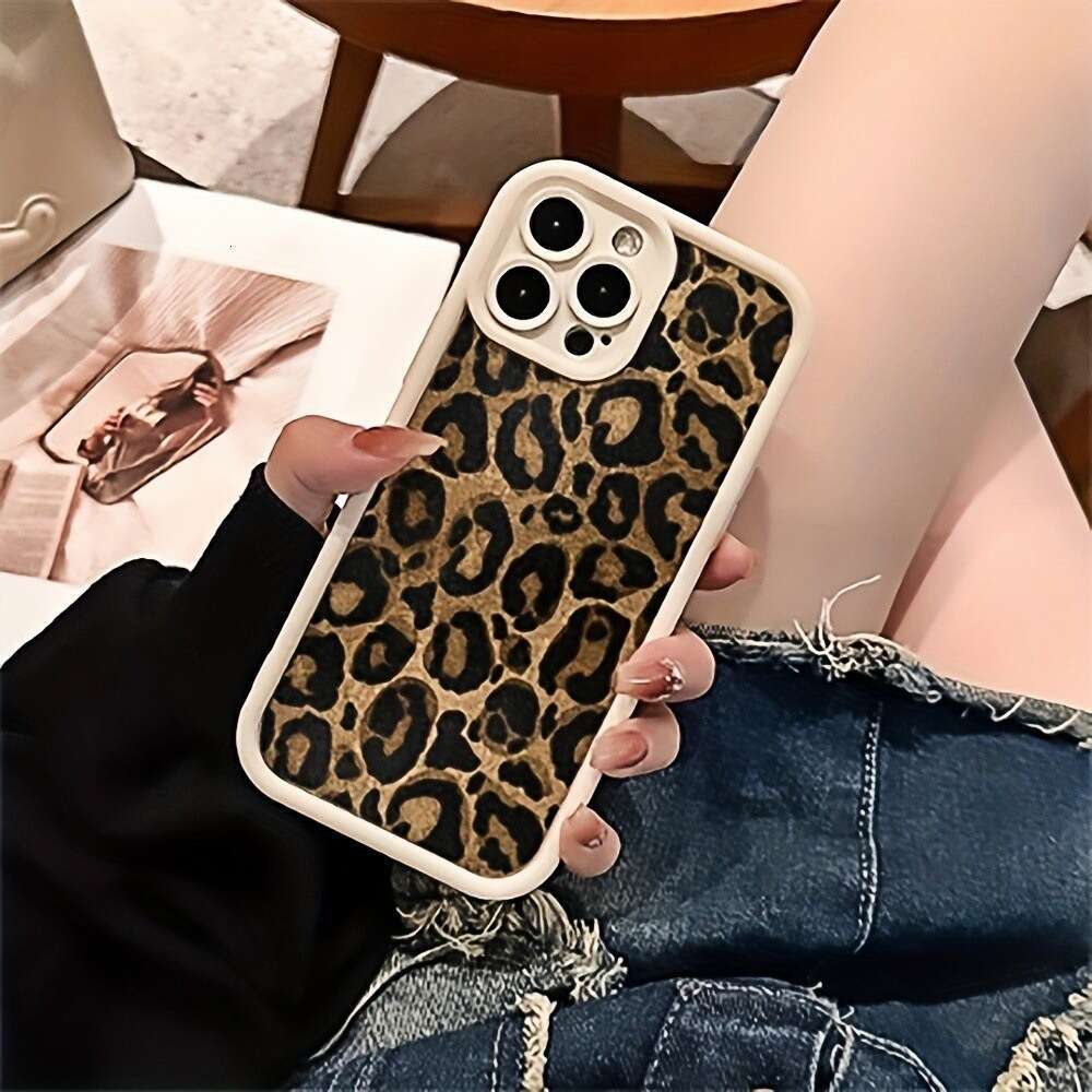 Trendy Leopard Print Case - Niche European American Style Cover for iPhone 17/16 Pro Max/15 Pro/14/13, Dual-Tone Frame Shockproof phone case
