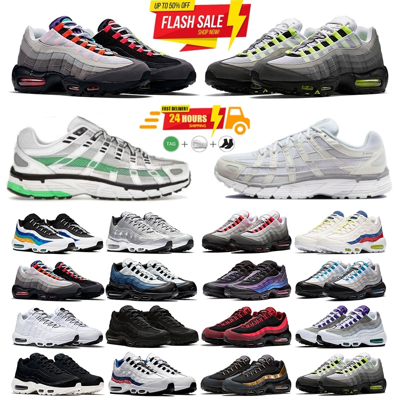 With box Mens 95 95s P6000 Neon designer Running Shoes Classic Triple Black White Yellow Cool Grey Olive Midnight Navy Men Trainers Sports Sneakers size 36-46