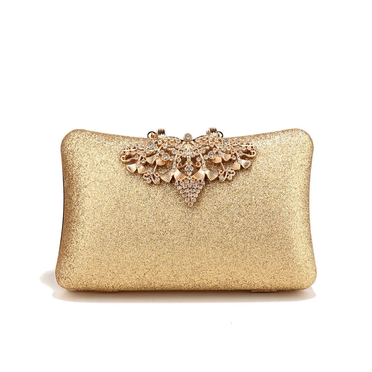 Golden Metal Chain Clutch Diamonds Sequined Evening Bags Shiny Casual Glitter Lady Handbags Silver 260114