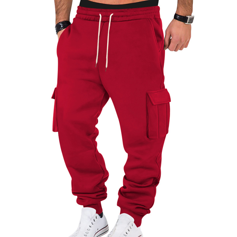 Premium Fleece-Lined Baggy Cargo Sweatpants for Men, Solid Color Casual Loose-Fit Tapered Leg Style