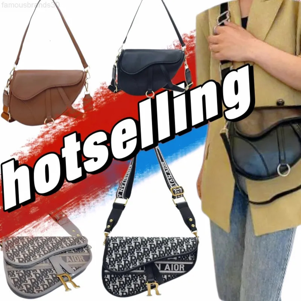 handbag saddle womens crossbody shoulder bag classic print leather solid color black designer bags23