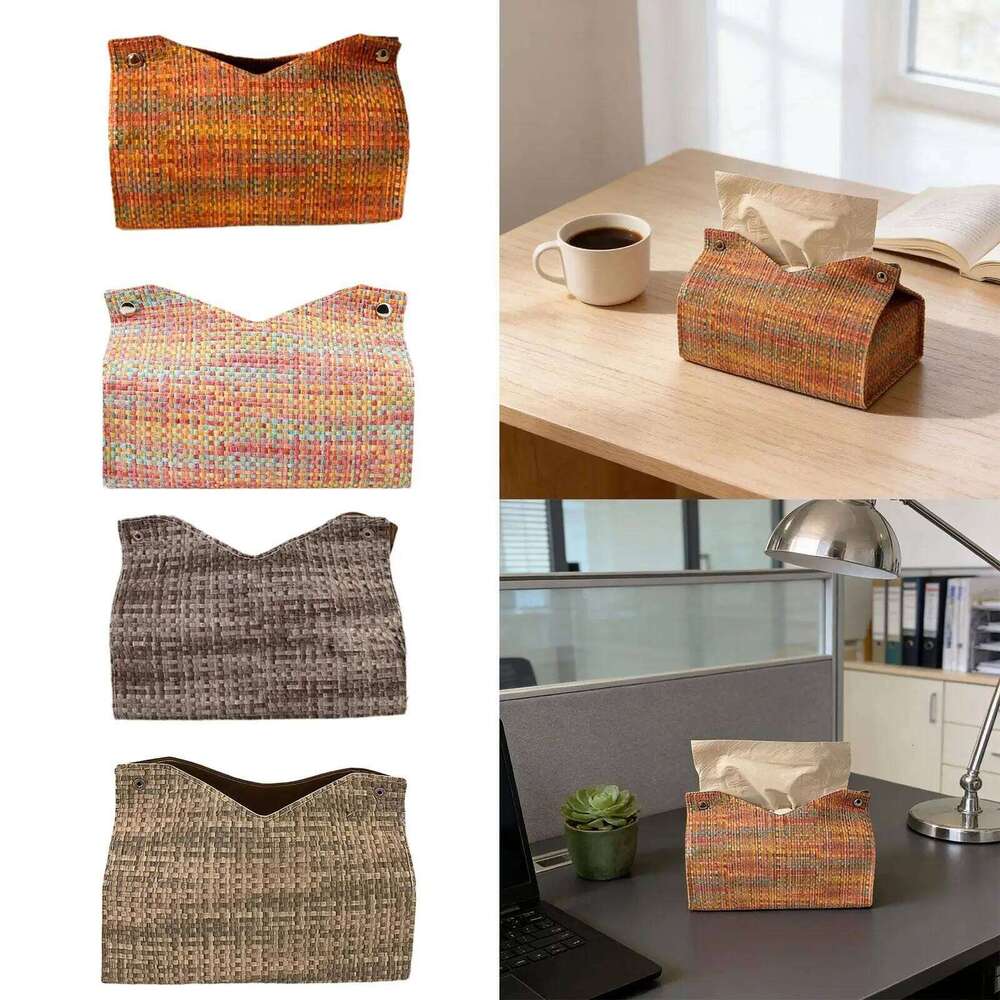 Home Storage PU Leather Tissue Box Cover Stylish Paper Dispenser for Living Room Bedroom Kitchen Decorative Organizer for Vanity Home Decor