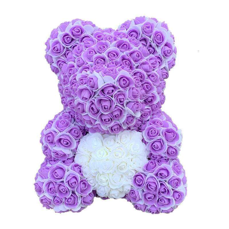 Double Color 25/40cm Teddy Heart Artificial Flower Rose Bear For Women Valentine's Wedding Birthday Christmas Gift W260114