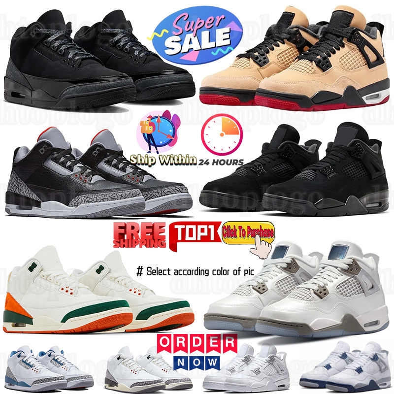 Designer Basketball Shoes 3 4 Blue men womens 3s 4s black cement grey white green red lvory fear pack shoes midnight navy women brown sneakers trainers size 36-47