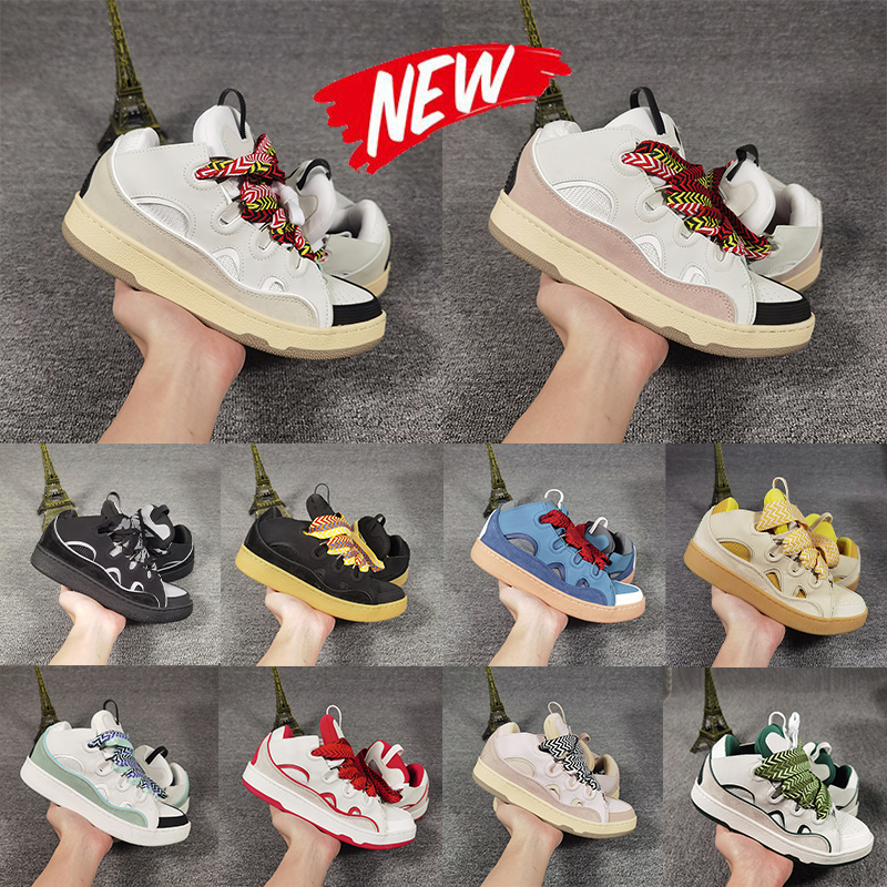 Luxury curb sneakers Designer shoes for mens Casual sneaker mesh woven lace-up men platform shoe Pink red blue womens leather calfskin men women Trainers size 35-46